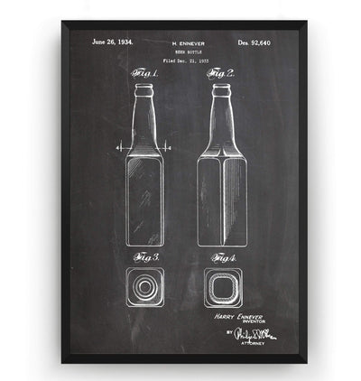 Beer Bottle 1934 Patent Print - Magic Posters