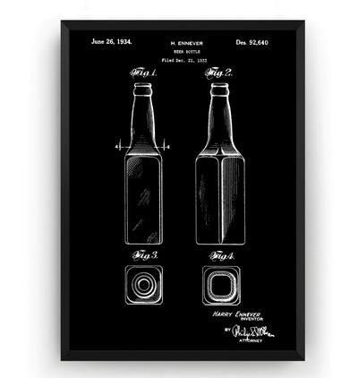 Beer Bottle 1934 Patent Print - Magic Posters