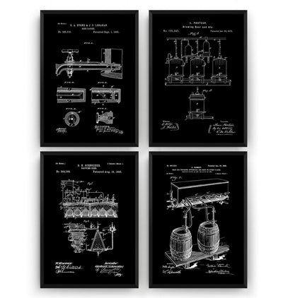 Beer Brewing Set Of 4 Patent Prints - Magic Posters