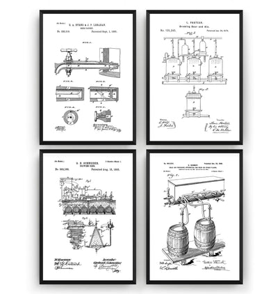 Beer Brewing Set Of 4 Patent Prints - Magic Posters