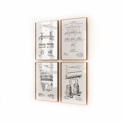 Beer Brewing Set Of 4 Patent Prints - Magic Posters