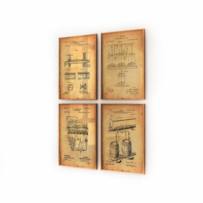 Beer Brewing Set Of 4 Patent Prints - Magic Posters