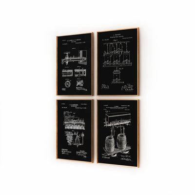 Beer Brewing Set Of 4 Patent Prints - Magic Posters
