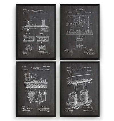 Beer Brewing Set Of 4 Patent Prints - Magic Posters