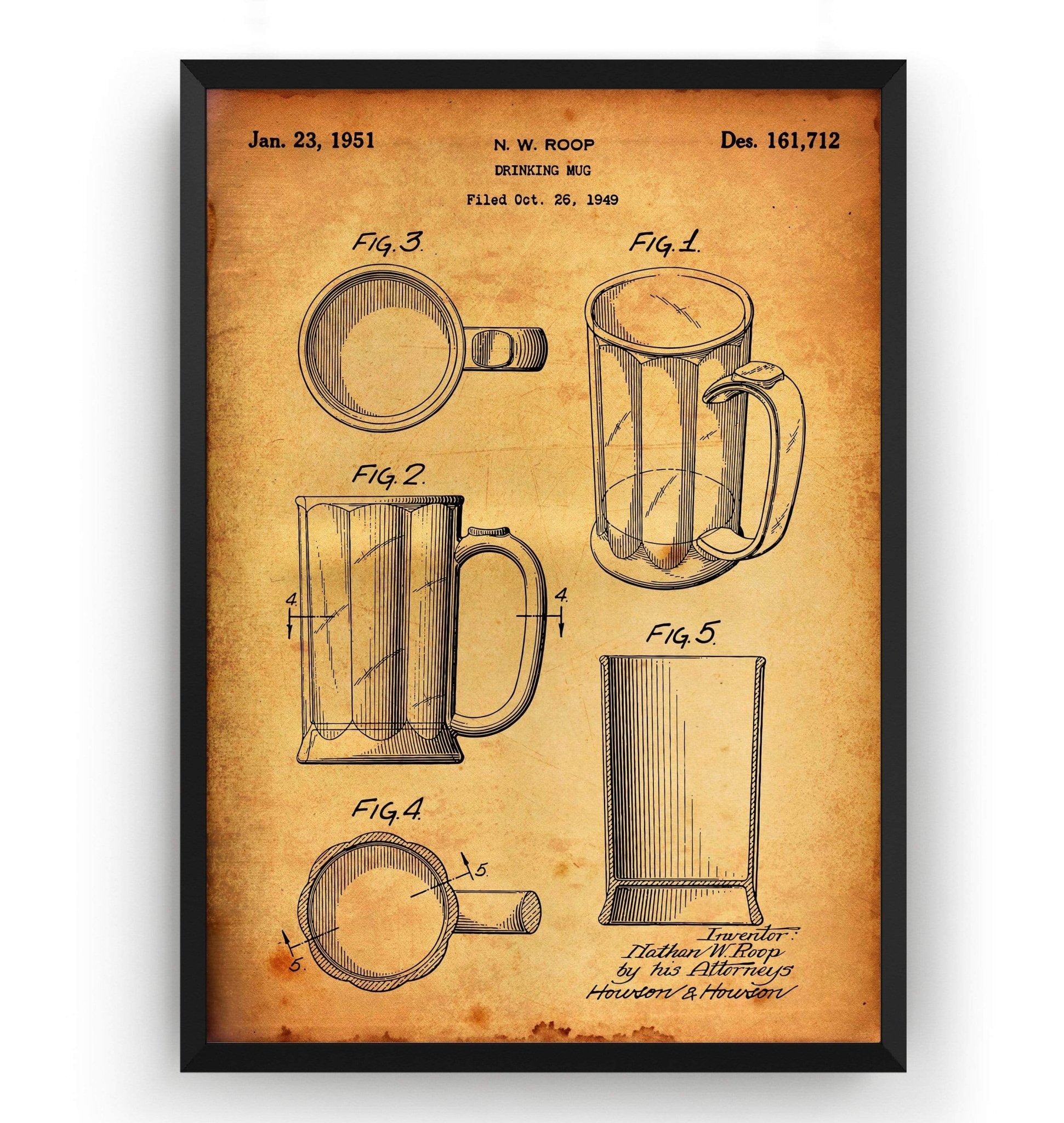 Beer Mug 1951 Patent Print - Magic Posters
