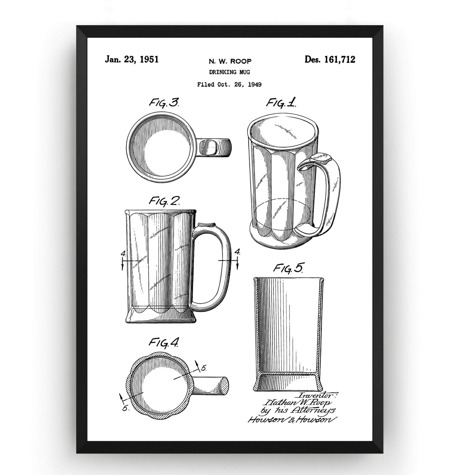 Beer Mug 1951 Patent Print - Magic Posters