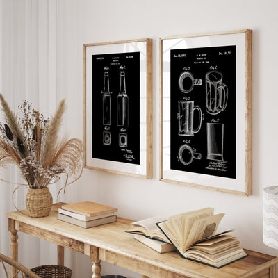 Beer Mug And Bottle Set Of 2 Patent Prints - Magic Posters