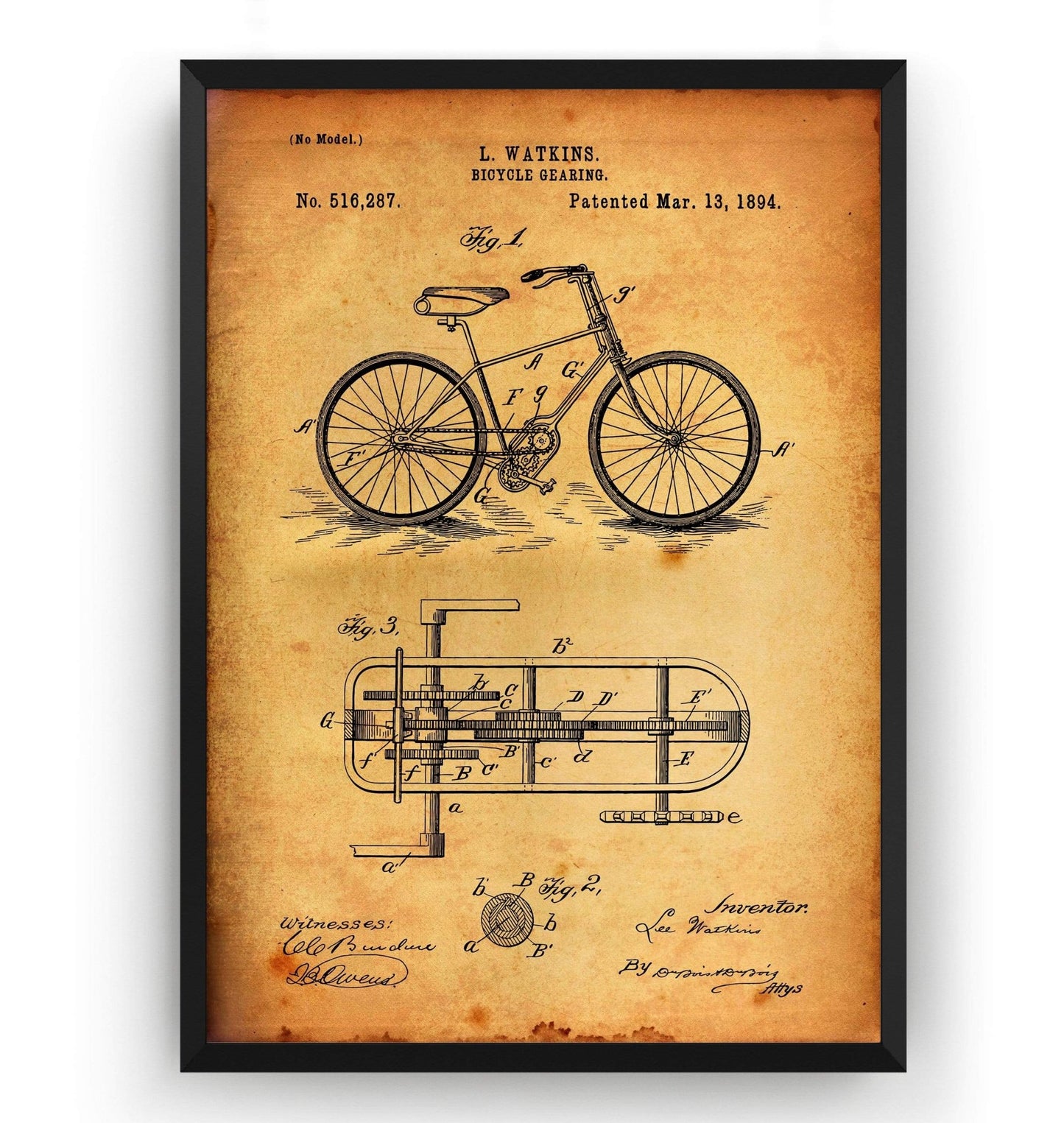 Bicycle Gearing Patent Print - Magic Posters