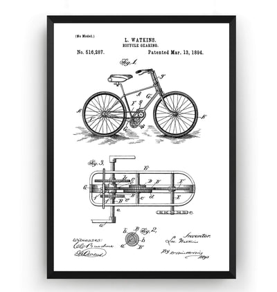 Bicycle Gearing Patent Print - Magic Posters