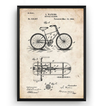 Bicycle Gearing Patent Print - Magic Posters