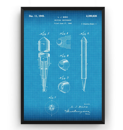 Biro Ballpoint Pen 1945 Patent Print - Magic Posters