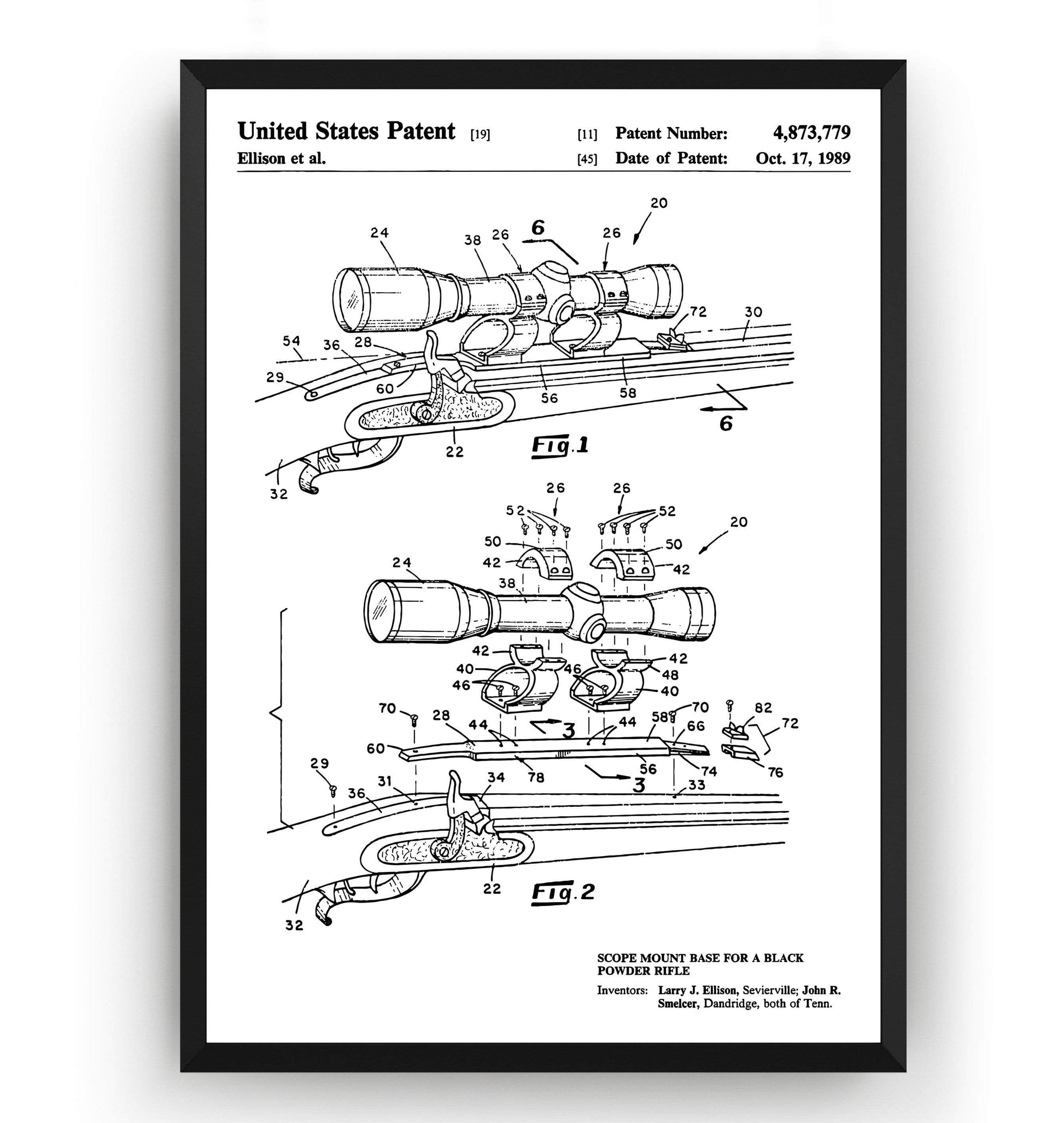 Black Powder Rifle Scope 1989 Patent Print - Magic Posters