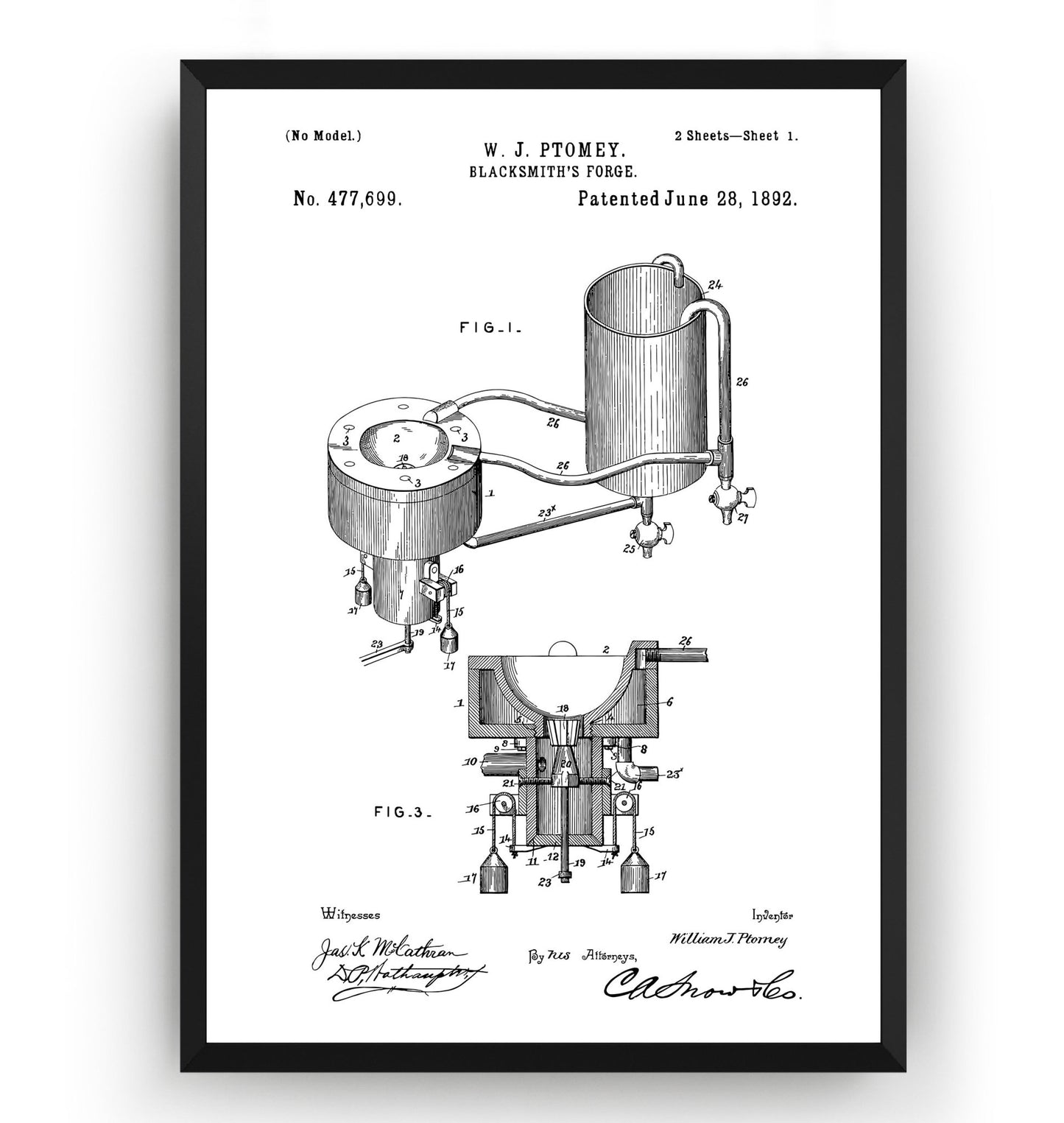 Blacksmith Forge 1892 Patent Print - Magic Posters