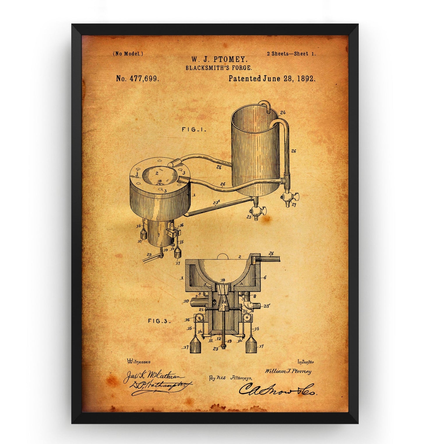 Blacksmith Forge 1892 Patent Print - Magic Posters