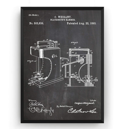 Blacksmith Hammer 1893 Patent Print - Magic Posters