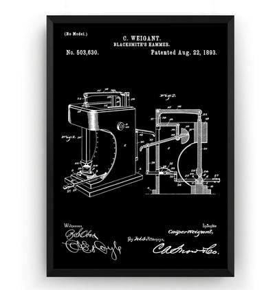Blacksmith Hammer 1893 Patent Print - Magic Posters