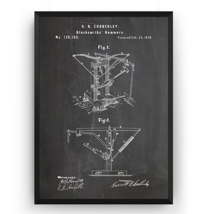 Blacksmith Hammers 1873 Patent Print - Magic Posters