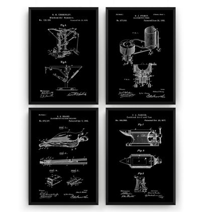 Blacksmith Set Of 4 Patent Prints - Magic Posters