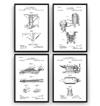 Blacksmith Set Of 4 Patent Prints - Magic Posters