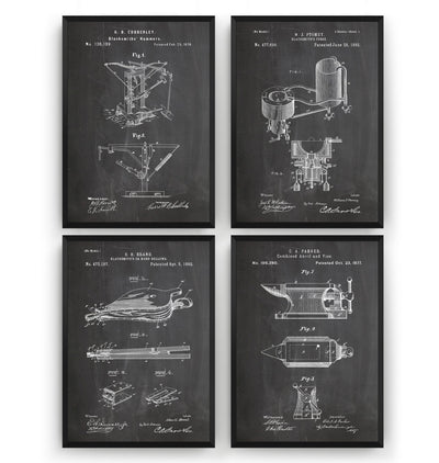 Blacksmith Set Of 4 Patent Prints - Magic Posters