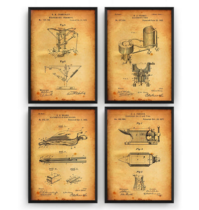 Blacksmith Set Of 4 Patent Prints - Magic Posters