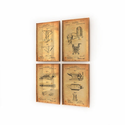 Blacksmith Set Of 4 Patent Prints - Magic Posters