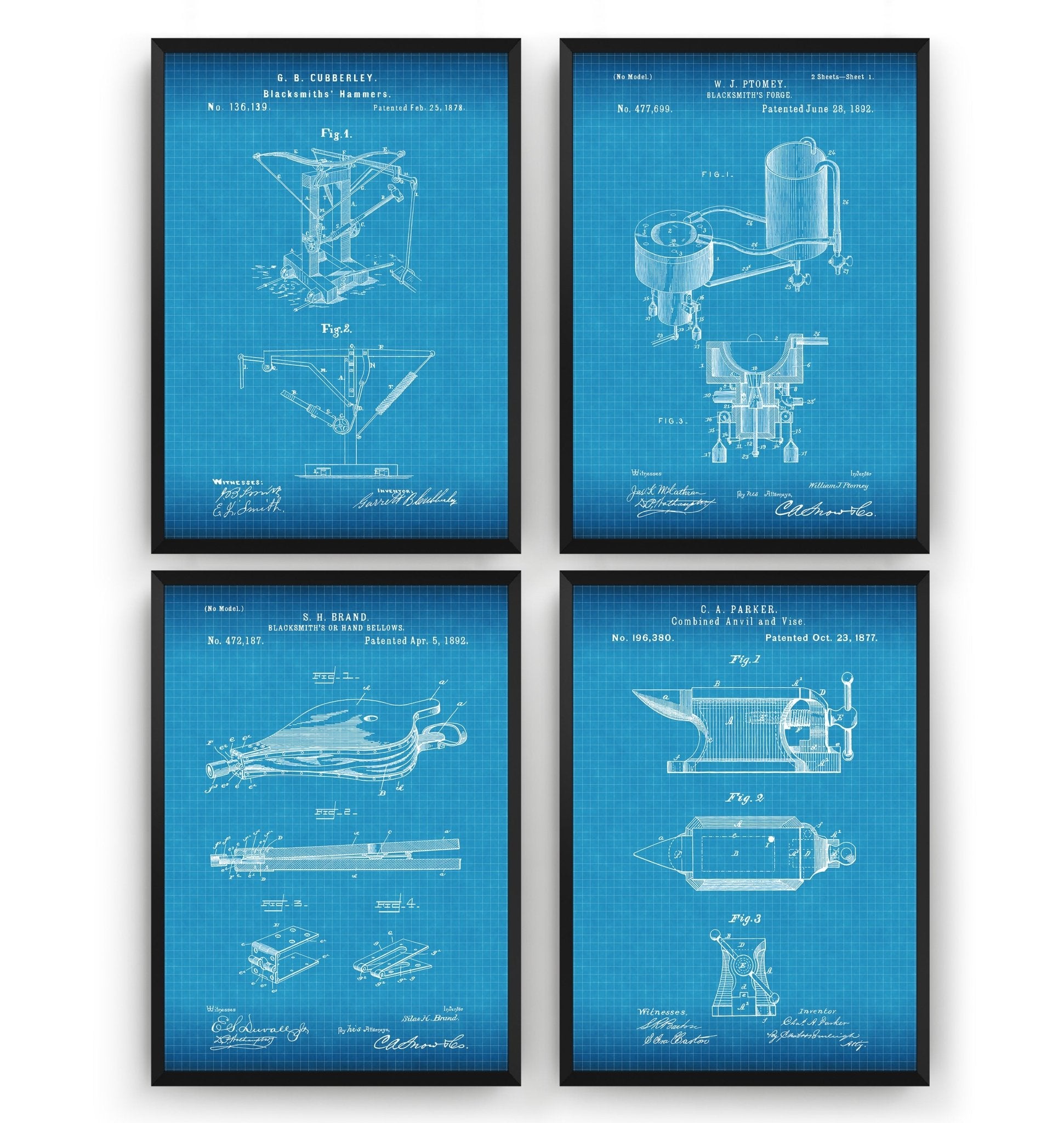 Blacksmith Set Of 4 Patent Prints - Magic Posters