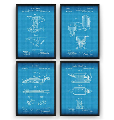 Blacksmith Set Of 4 Patent Prints - Magic Posters