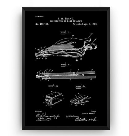 Blacksmiths Hand Bellows 1892 Patent Print - Magic Posters