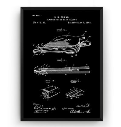 Blacksmiths Hand Bellows 1892 Patent Print - Magic Posters