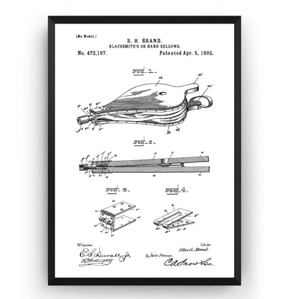 Blacksmiths Hand Bellows 1892 Patent Print - Magic Posters