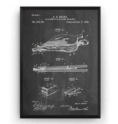 Blacksmiths Hand Bellows 1892 Patent Print - Magic Posters