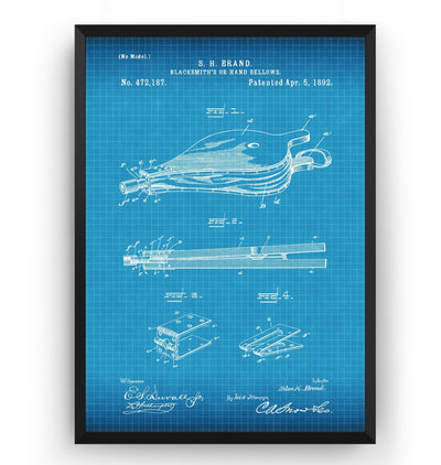 Blacksmiths Hand Bellows 1892 Patent Print - Magic Posters