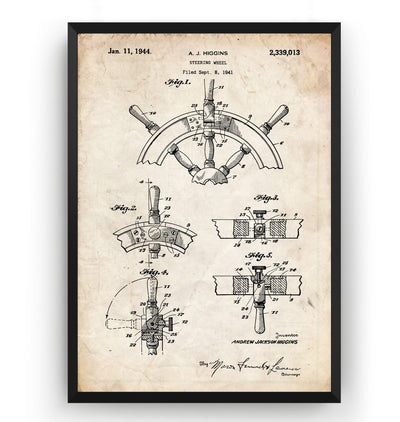 Boat Steering 1944 Patent Print - Magic Posters