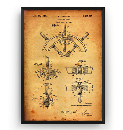 Boat Steering 1944 Patent Print - Magic Posters