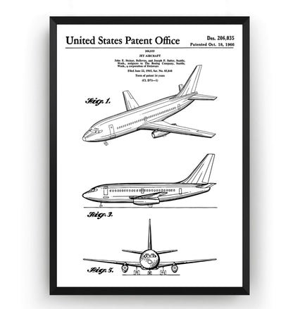 Boeing 737 1966 Patent Print - Magic Posters