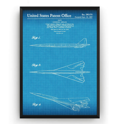 Boeing Supersonic Airplane 1967 Patent Print - Magic Posters