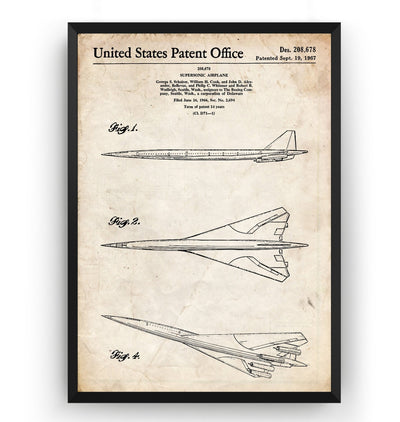 Boeing Supersonic Airplane 1967 Patent Print - Magic Posters