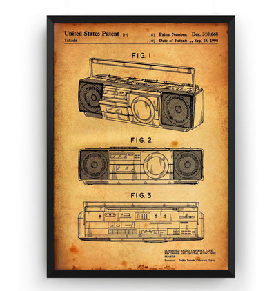 Boombox 1990 Patent Print - Magic Posters