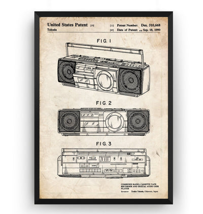 Boombox 1990 Patent Print - Magic Posters