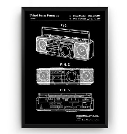 Boombox 1990 Patent Print - Magic Posters