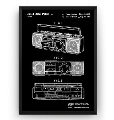 Boombox 1990 Patent Print - Magic Posters