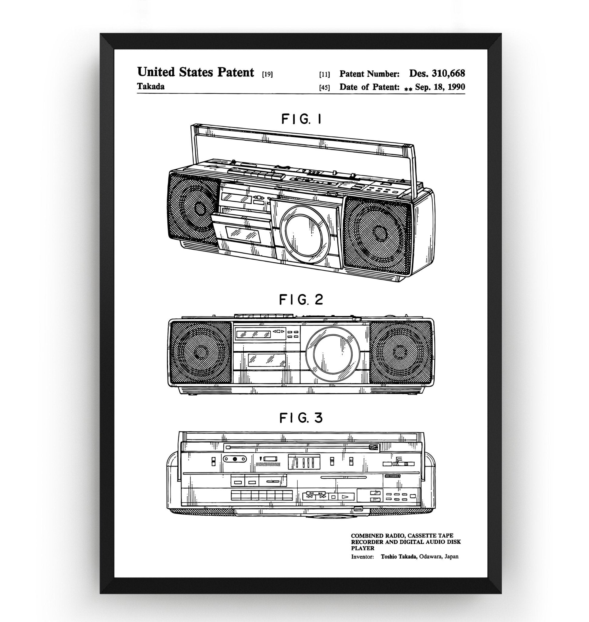 Boombox 1990 Patent Print - Magic Posters