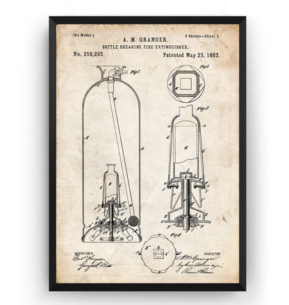 Bottle Breaking Fire Extinguisher 1882 Patent Print - Magic Posters