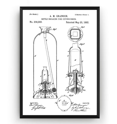 Bottle Breaking Fire Extinguisher 1882 Patent Print - Magic Posters