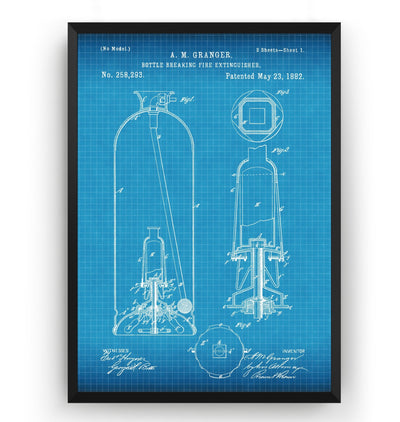 Bottle Breaking Fire Extinguisher 1882 Patent Print - Magic Posters