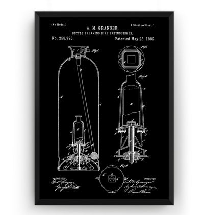 Bottle Breaking Fire Extinguisher 1882 Patent Print - Magic Posters