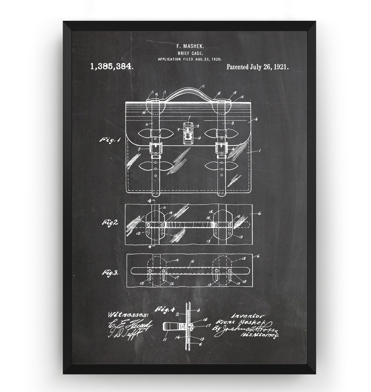 Briefcase 1921 Patent Print - Magic Posters
