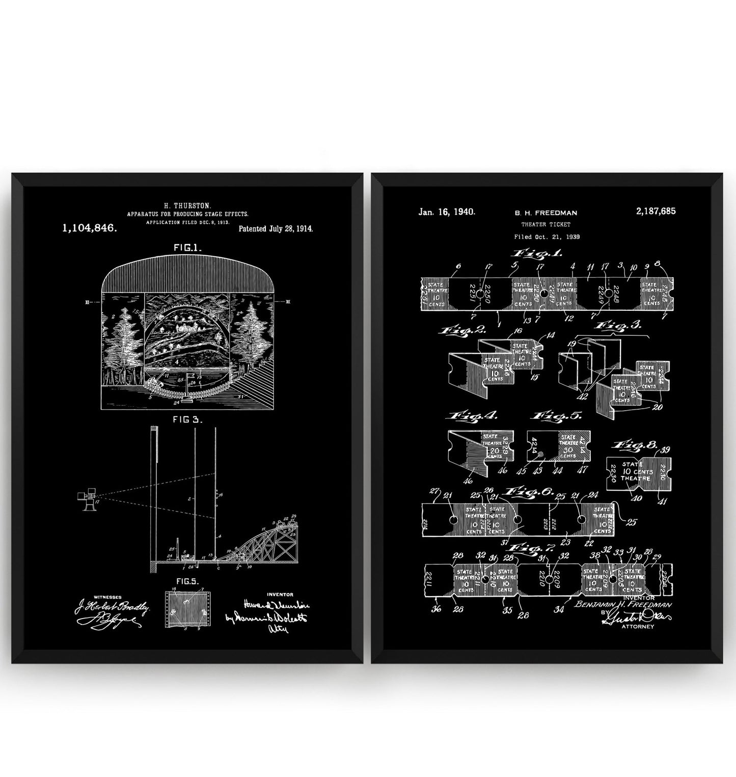 Broadway Musical Theatre Set Of 2 Patent Prints - Magic Posters