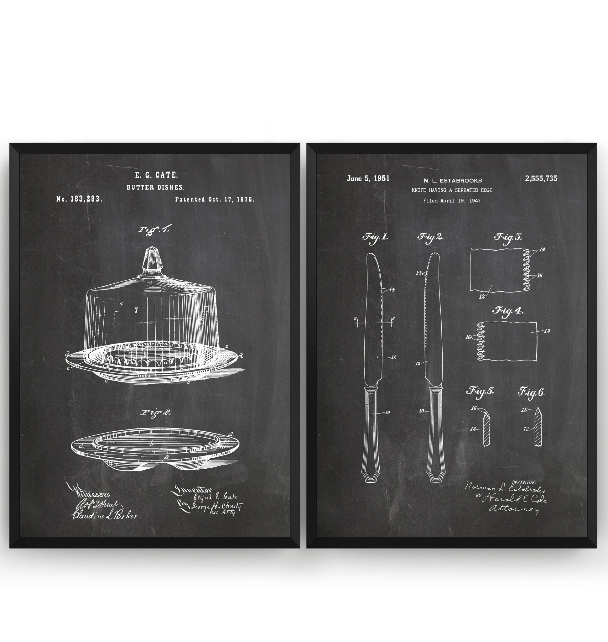 Butter Dish & Knife Set Of 2 Patent Prints - Magic Posters
